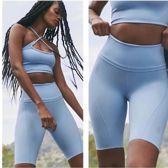 Free People Pants - FREE PEOPLE Heart Rate Biker Shorts Light Baby Blue Size Medium